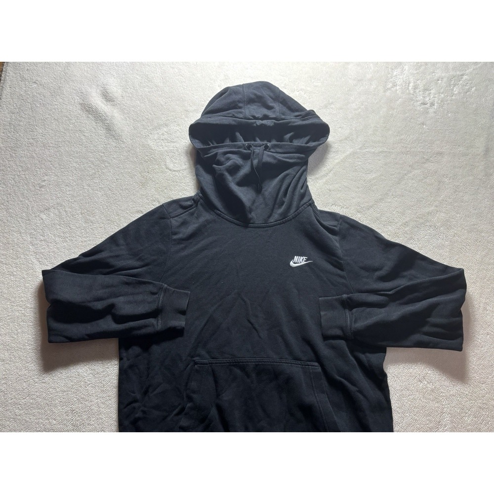 Nike Solid Black Turtle Neck Hoodie Sweatshirt Size Large